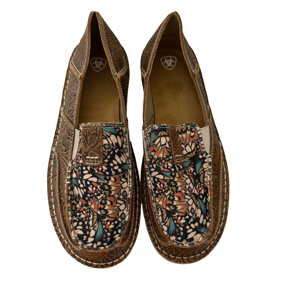 Ariat Cruiser Loafers Womens 9B Brown Butterfly Tooled Leather 10030965